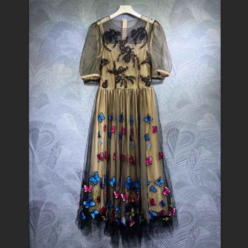 Luxury Designer 2022 Boho Style Short Sleeve Flower Embroidery lace Dresses for Women clothing High-End sheer mesh Woman Dress
Luxury Designer 2022 Boho Style Short Sleeve Flower Embroidery lace Dresses for Women clothing High-End sheer mesh Woman Dress