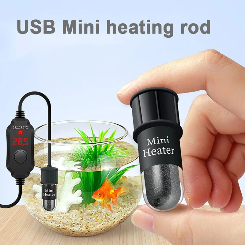 Mini Aquarium heating rod Fish Tank Aquarium Heater Submersible Thermostat Heater 18-34°C Adjustable Temperature USB Charging
Mini Aquarium heating rod Fish Tank Aquarium Heater Submersible Thermostat Heater 18-34°C Adjustable Temperature USB Charging