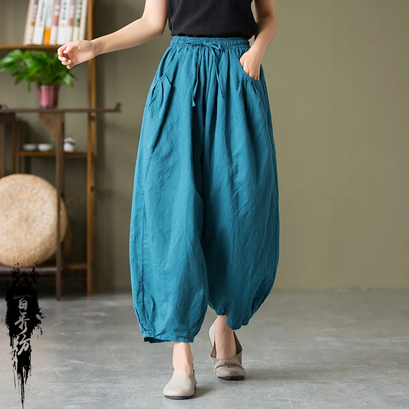 4colors Women Linen Cotton Harem Pants Elastic Waist Casual Bloomers Loose Solid Color Trousers Zen Tea Bottoms Wide Leg Pants
4colors Women Linen Cotton Harem Pants Elastic Waist Casual Bloomers Loose Solid Color Trousers Zen Tea Bottoms Wide Leg Pants