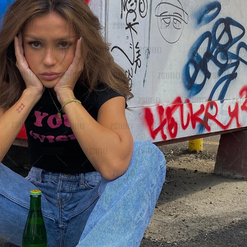 Y2k tops Vintage Letter Print Tops Summer Goth Graphic Print Crop Top Harajuku Short Sleeve Punk Tee Tops emo Women T shirt
Y2k tops Vintage Letter Print Tops Summer Goth Graphic Print Crop Top Harajuku Short Sleeve Punk Tee Tops emo Women T shirt