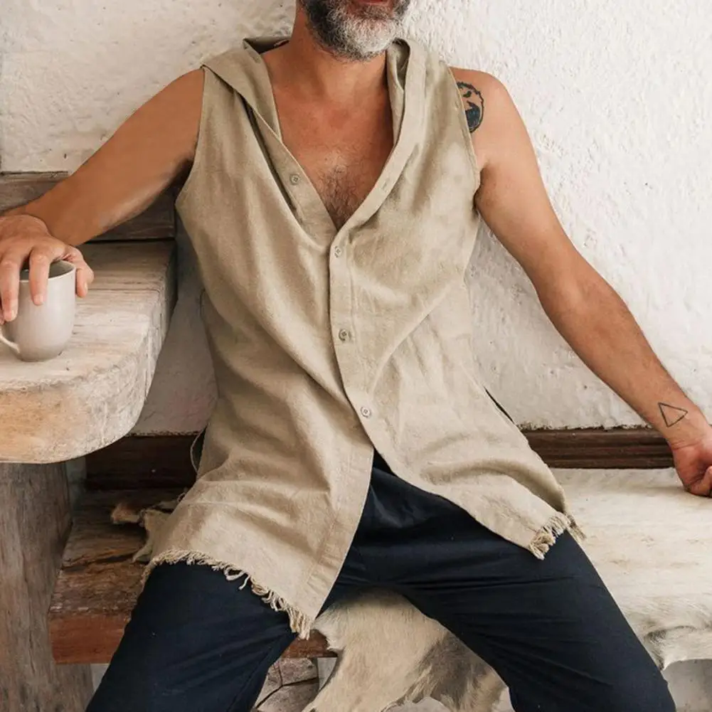 Men Hooded Shirt Summer Sleeveless Tank Top Solid Color Hooded Single-breasted Casual Loose Male Tops Steatwear Gym Sports Tees
Men Hooded Shirt Summer Sleeveless Tank Top Solid Color Hooded Single-breasted Casual Loose Male Tops Steatwear Gym Sports Tees