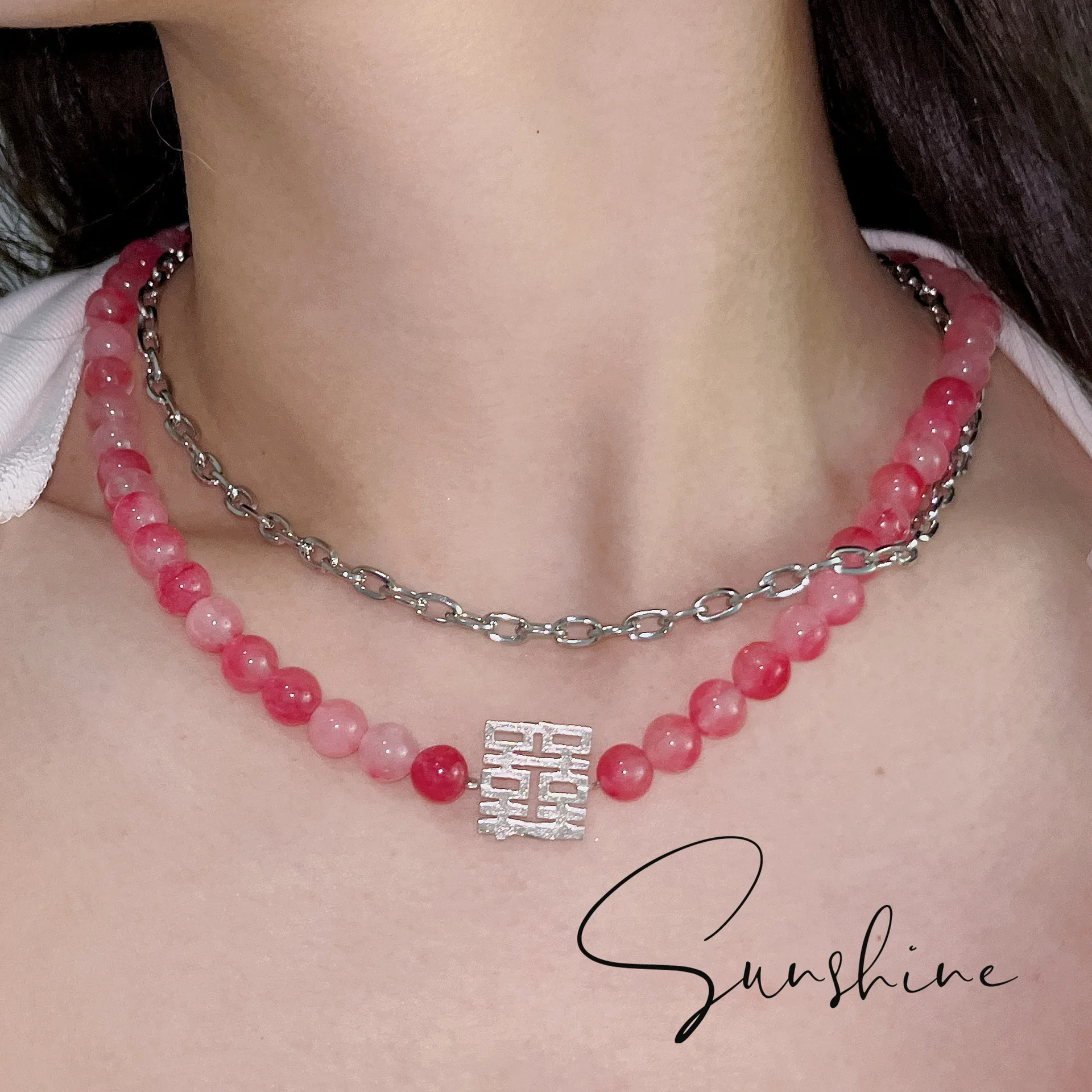 Chinese Style Layered Choker Colar Pink Beads Chains with Pendant for Women Fashion Choker Necklace 2022 Jewelry
Chinese Style Layered Choker Colar Pink Beads Chains with Pendant for Women Fashion Choker Necklace 2022 Jewelry