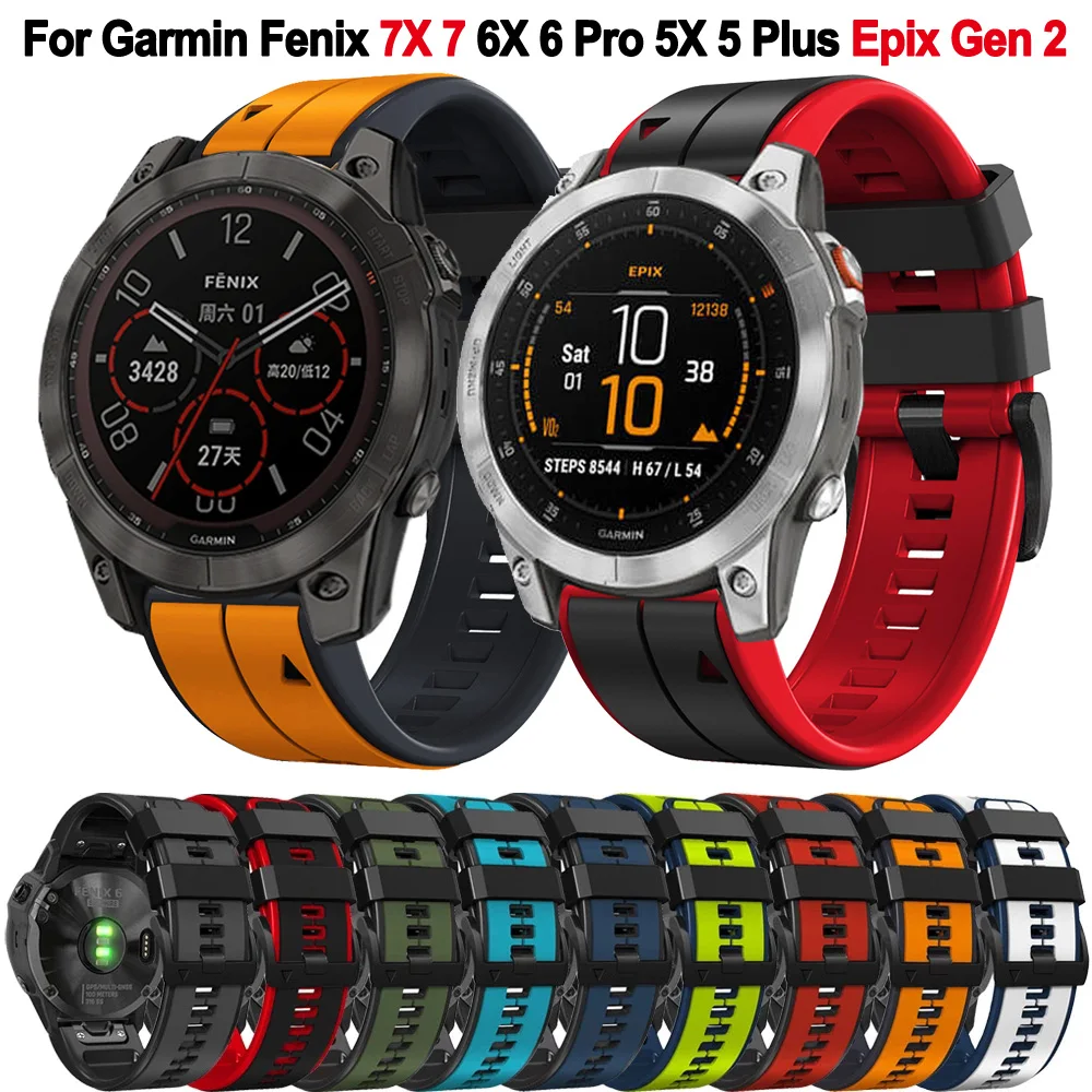 

22 26mm Quickfit Silicone Watchband For Garmin Fenix 7 7X 6 6X Pro 5X 5 Plus 3 3HR MK1 935 945 Epix Gen 2 Enduro Bracelet Strap