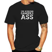 Funny Cancer Treatment Patient Gift Im Kicking Cancers Ass T-Shirt Cotton Men T Shirts 3D Style Tops Shirts Fitted Custom