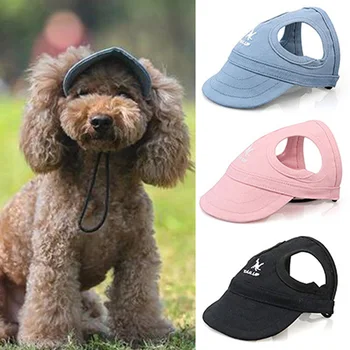 Pet Baseball Caps Cute Dog Sun Hats Puppy Wear-resistant Peaked Cap Summer Outdoor Sun-proof Universal Solid Oxford Caps