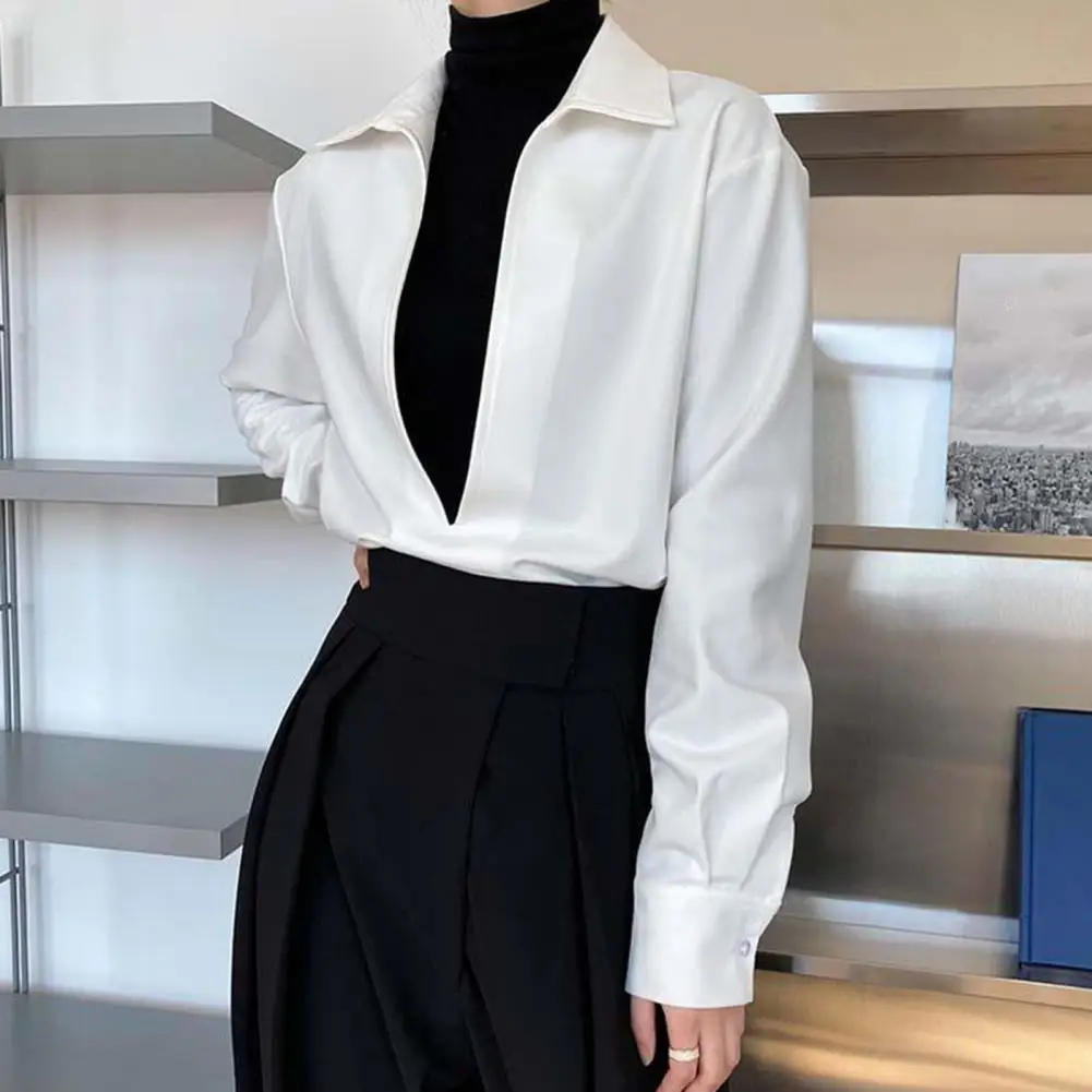 Lady Spring Shirt Solid Color Fall Blouse Long Sleeves Half Cardigan Women Spring Top
Lady Spring Shirt Solid Color Fall Blouse Long Sleeves Half Cardigan Women Spring Top