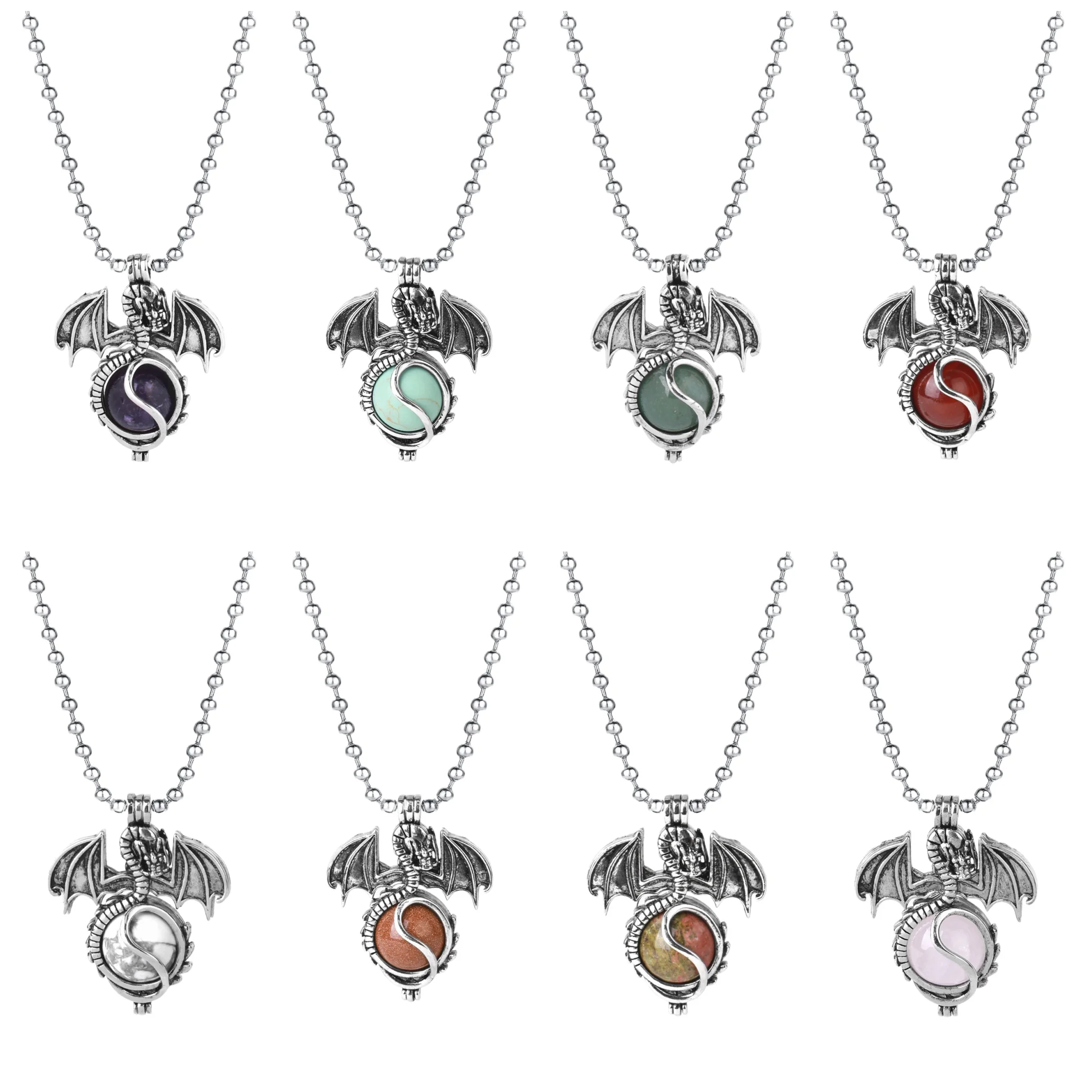 New Big Dragon Necklace 24" Chain for Men Women Healing Chakra 16MM Crystal Spheres Pterosaur with Wings Pendant 37x47MM
New Big Dragon Necklace 24" Chain for Men Women Healing Chakra 16MM Crystal Spheres Pterosaur with Wings Pendant 37x47MM