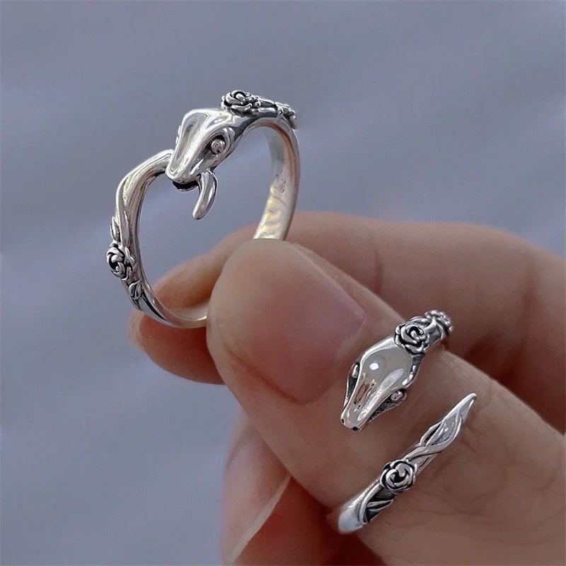 Vintage Gothic Rose Snake Shape Rings For Women Couple Punk Animal Silver Color Adjustable Male Ring Personality Party Jewelry
Vintage Gothic Rose Snake Shape Rings For Women Couple Punk Animal Silver Color Adjustable Male Ring Personality Party Jewelry
