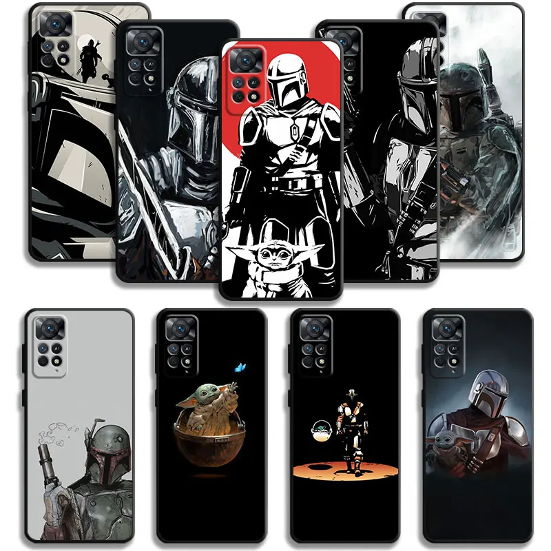 

The Mandalorian Yoda Black White Moon Case For Xiaomi Redmi Note 11T 11S 11 10 8 Pro 9 9S 9T 8T for Mi 10 8 9A 9C 10C K40 K50