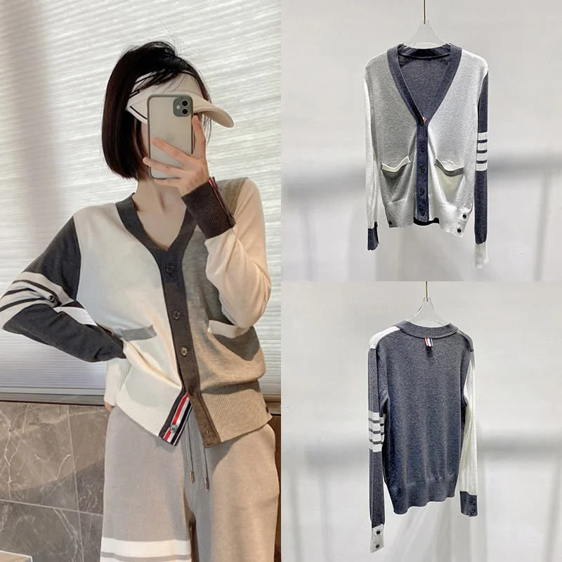 High Quality Four Bar Contrast Color Wool Knit Contrast Color Cardigan College Vintage Long Slve Grey Couple Sweater
High Quality Four Bar Contrast Color Wool Knit Contrast Color Cardigan College Vintage Long Slve Grey Couple Sweater