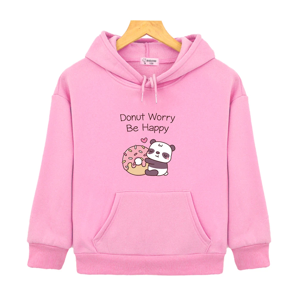 

Kids Cute Panda Hoodie Hugging Donut Print Sweatshirts New Warm Vintage Pullover for Boy Fashion Toddler Kawaii Clothing Girls