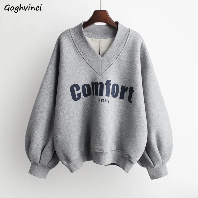 Hoodies Women Thickening O-Neck Harajuku 3XL Letter Printed V-neck Lantern Sleeve Simple Casual All-match Fashion Daily Female
Hoodies Women Thickening O-Neck Harajuku 3XL Letter Printed V-neck Lantern Sleeve Simple Casual All-match Fashion Daily Female