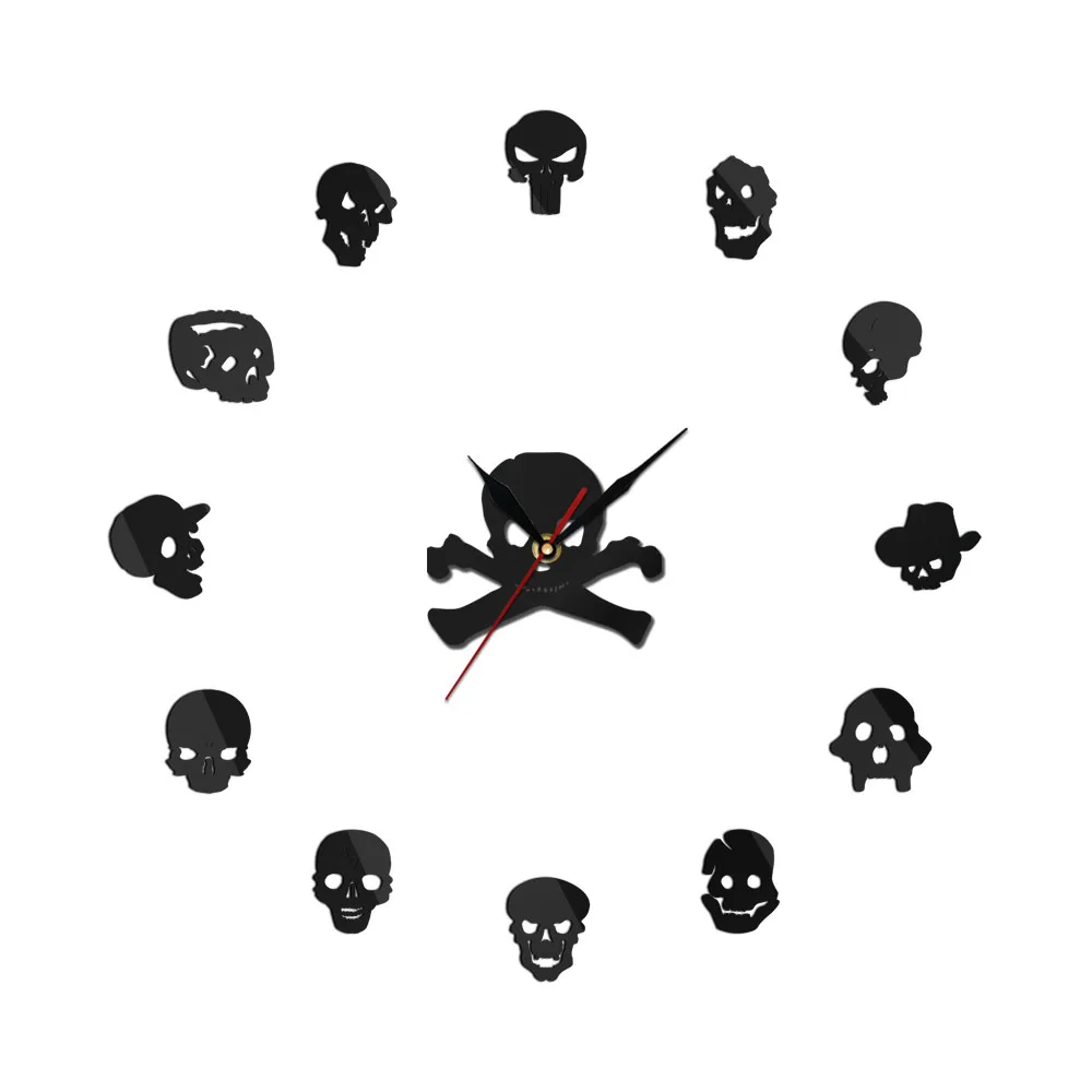 3D гигантские настенные часы с черепами, самоклеящиеся кварцевые акриловые зеркальные наклейки с различными головками черепа, подарок на Хэ... 
3D гигантские настенные часы с черепами, самоклеящиеся кварцевые акриловые зеркальные наклейки с различными головками черепа, подарок на Хэ...