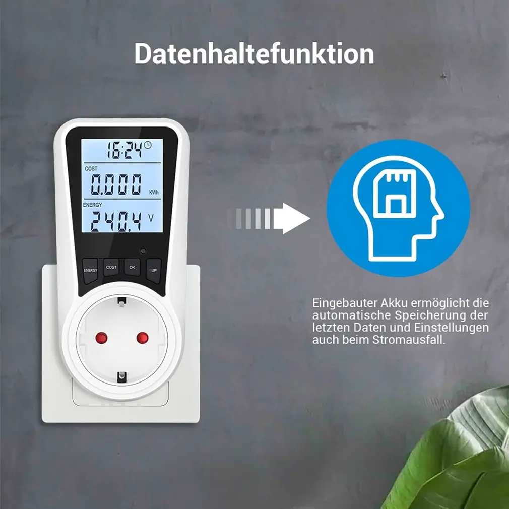 EU Plug Digital Voltage Wattmeter Power Meter Consumption Watt Energy KWh Socket AC Electricity Fees Analyzer Monitor
EU Plug Digital Voltage Wattmeter Power Meter Consumption Watt Energy KWh Socket AC Electricity Fees Analyzer Monitor