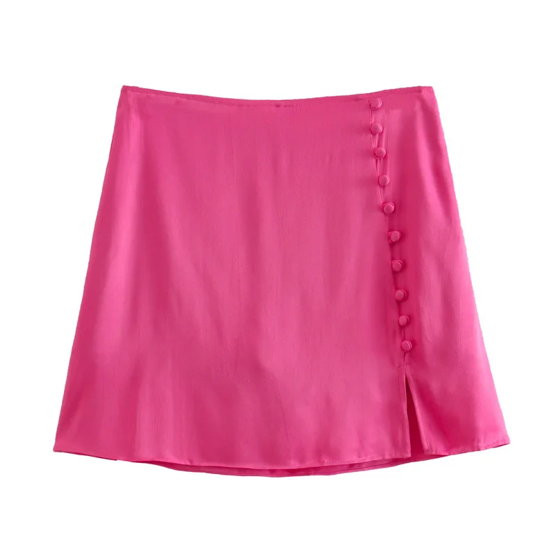 2022 Women Fashion Single-Breasted Satin Texture Wrap Mini Skirt Vintage High Waist Back Zipper Female Skirts Mujer
2022 Women Fashion Single-Breasted Satin Texture Wrap Mini Skirt Vintage High Waist Back Zipper Female Skirts Mujer