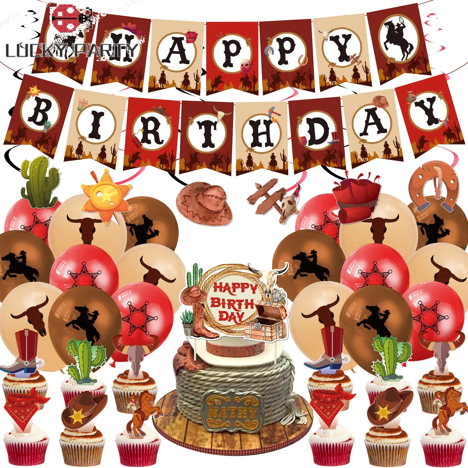 Western Cowboy Theme White Brown Printing Latex Balloon Banner Cake Topper for Kids Adults Birthday Party Supplies
Western Cowboy Theme White Brown Printing Latex Balloon Banner Cake Topper for Kids Adults Birthday Party Supplies