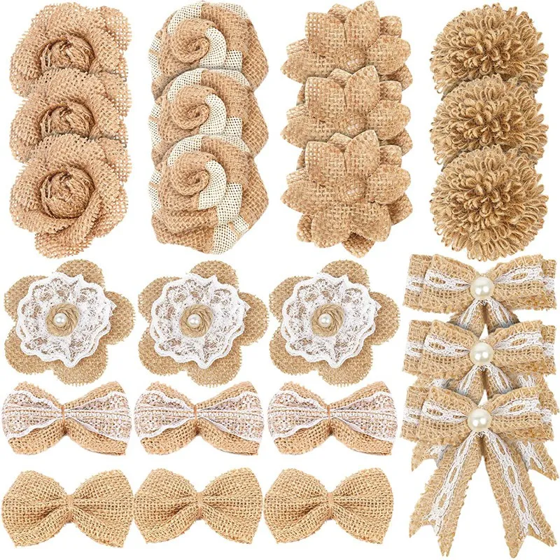 24Pcs In 1 Set Burlap Flower Vintage Handmade Linen Materials Jute Flower Decoration For Wedding Christmas DIY
24Pcs In 1 Set Burlap Flower Vintage Handmade Linen Materials Jute Flower Decoration For Wedding Christmas DIY