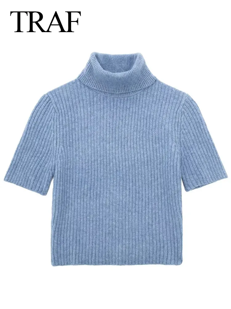 TRAF Women Fashion Pullovers New Knitting Ribbing Turtleneck Short Sleeves Tight Cropped Sweater Woman Versatile Female Sweater
TRAF Women Fashion Pullovers New Knitting Ribbing Turtleneck Short Sleeves Tight Cropped Sweater Woman Versatile Female Sweater