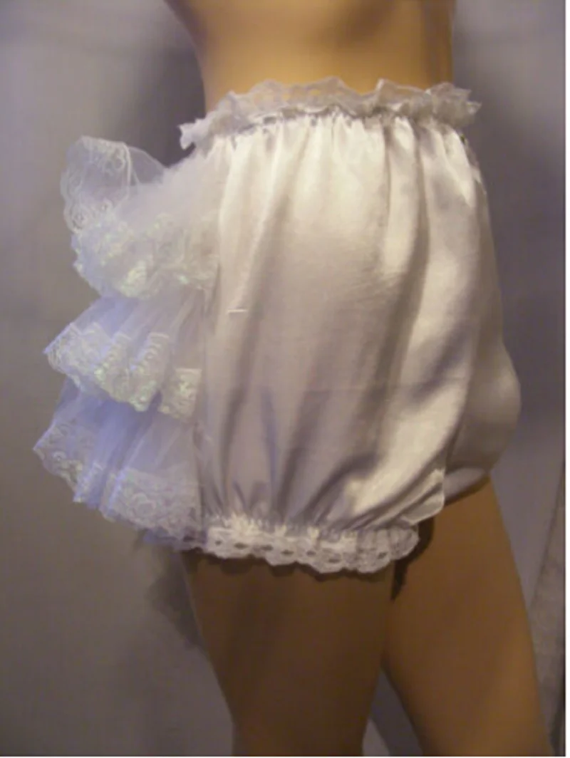 

Hot Selling Adult Baby Sissy Satin White Folded Back Diaper Cloak Underwear Clothing Customization