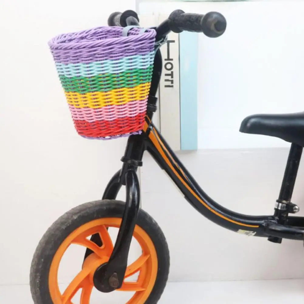 

Easy Installation Bike Basket Vibrant Hand-woven Bicycle Basket Spacious Easy-to-install Front Basket for Toddler Tricycles