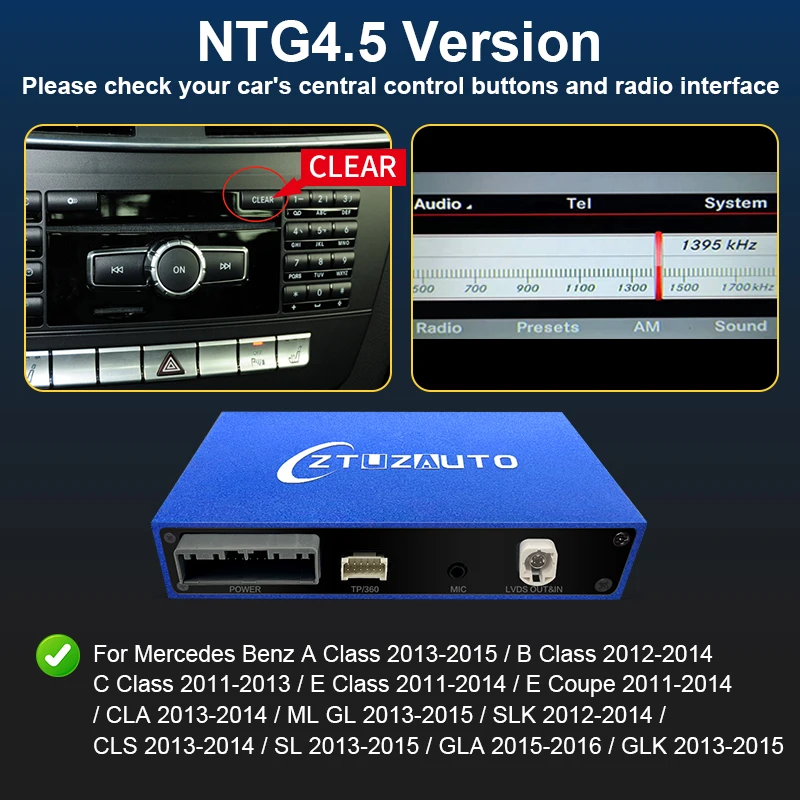 Беспроводной CarPlay для Mercedes-Benz A-класса W176, B-класса W246, CLA, GLA, C-класса W204, E-класса W212, C207, CLS W218, ML, GL, GLK, SLK, R72, G-класса W463
Беспроводной CarPlay для Mercedes-Benz A-класса W176, B-класса W246, CLA, GLA, C-класса W204, E-класса W212, C207, CLS W218, ML, GL, GLK, SLK, R72, G-класса W463