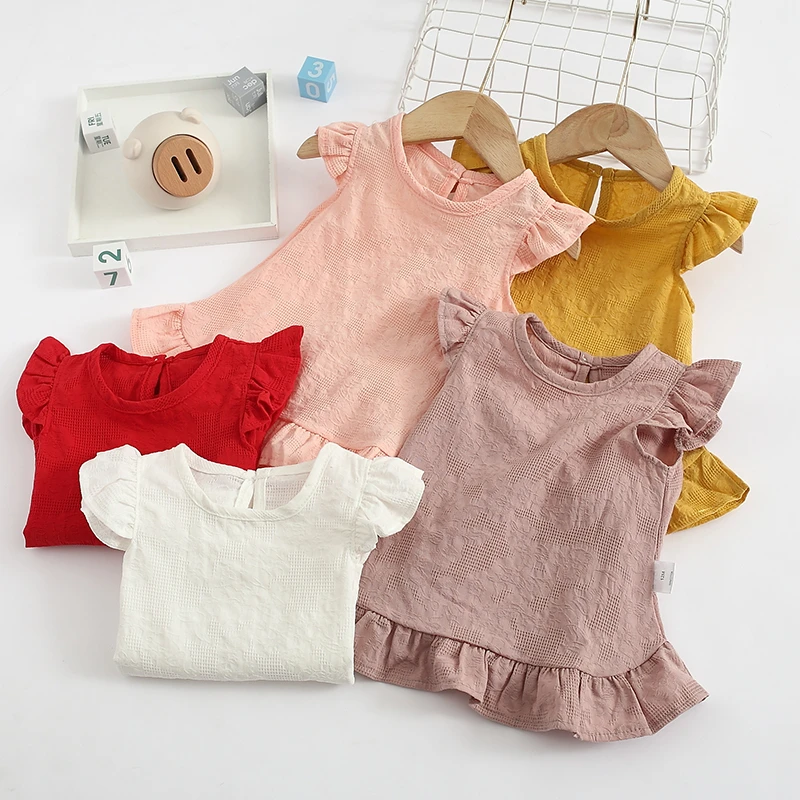 Ruffle Sleeve Lace Flowers Summer Kids Girl Blouses Tops Slub Cotton Baby Shirts for Children Clothing Girls Shirts Dress
Ruffle Sleeve Lace Flowers Summer Kids Girl Blouses Tops Slub Cotton Baby Shirts for Children Clothing Girls Shirts Dress