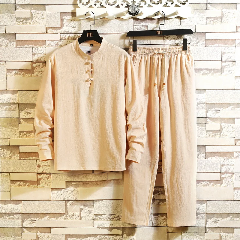 New Spring and Autumn Linen Chinese Style Casual Daily Men's Long Sleeve Shirt and Trousers Suit Men's Solid Color Suit M-5XL
New Spring and Autumn Linen Chinese Style Casual Daily Men's Long Sleeve Shirt and Trousers Suit Men's Solid Color Suit M-5XL