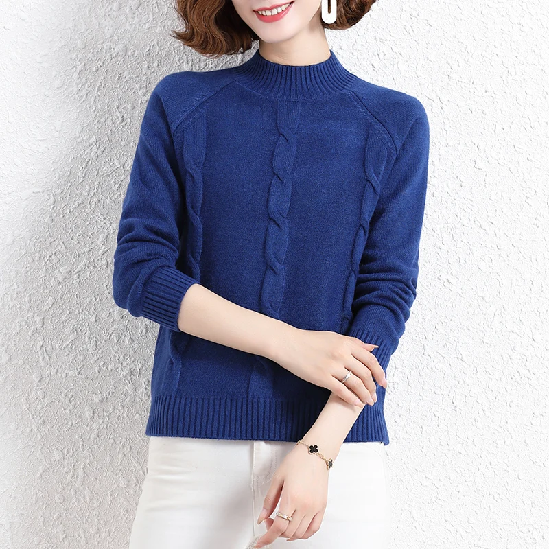 Sweater women 2021 new fashion half high neck knit autumn and winter thickening Black
Sweater women 2021 new fashion half high neck knit autumn and winter thickening Black