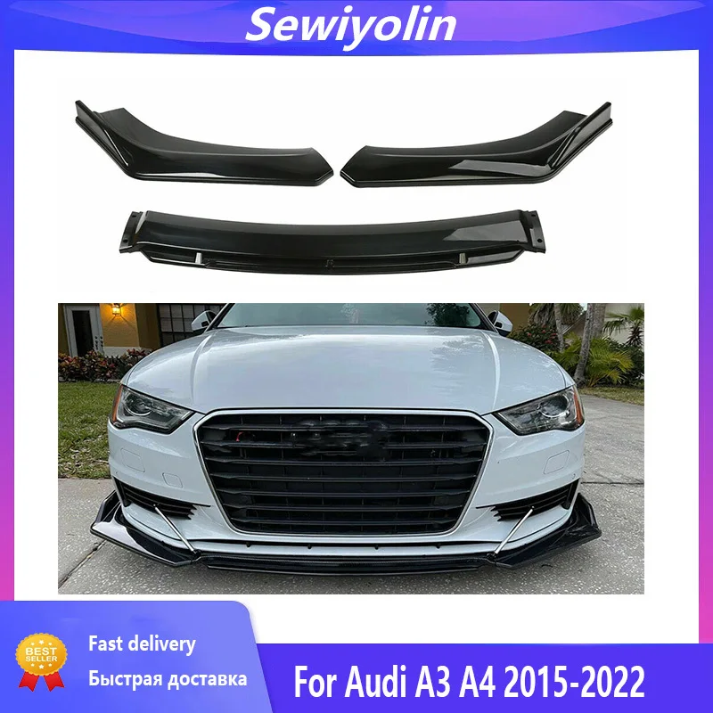 Car Front Sport Bumper Splitter Lip For Audi A3 A4 2015-2022 Spoiler Body Kit Glossy Black ABS 4 Pieces Mounting Hardwares
Car Front Sport Bumper Splitter Lip For Audi A3 A4 2015-2022 Spoiler Body Kit Glossy Black ABS 4 Pieces Mounting Hardwares
