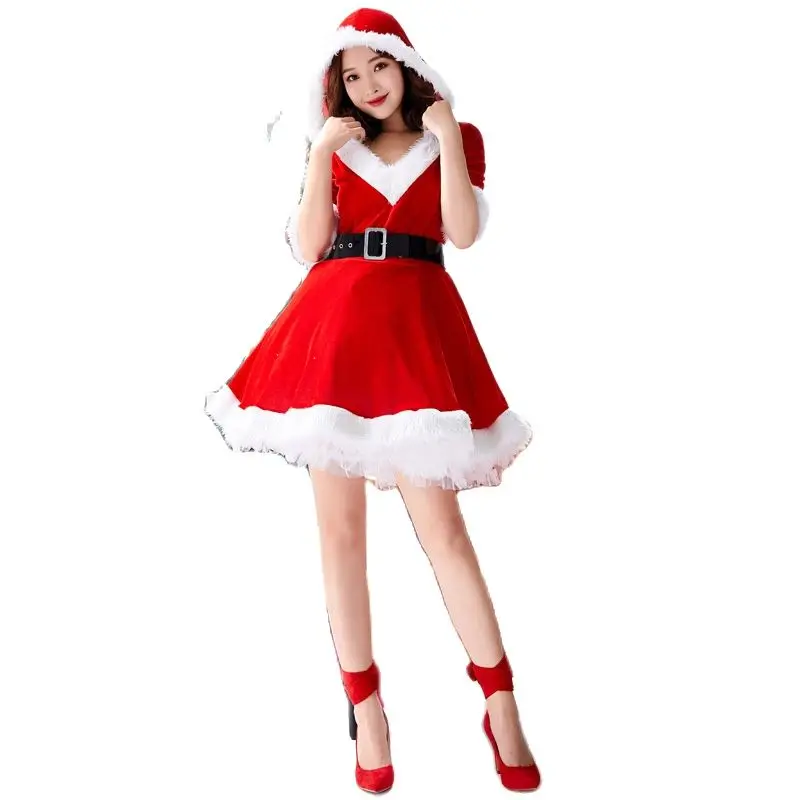 Soft Velvet Faux Fur Trimmed Santa Dress 2 Piece Mrs Claus Christmas Dress Women Costume Set with Belt
Soft Velvet Faux Fur Trimmed Santa Dress 2 Piece Mrs Claus Christmas Dress Women Costume Set with Belt