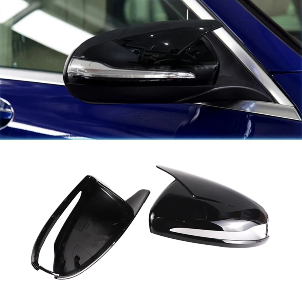 

Глянцевая черная крышка для бокового зеркала заднего вида автомобиля, крышки для зеркала заднего вида, прямая замена для Benz C E S CLS GLA W205 W213