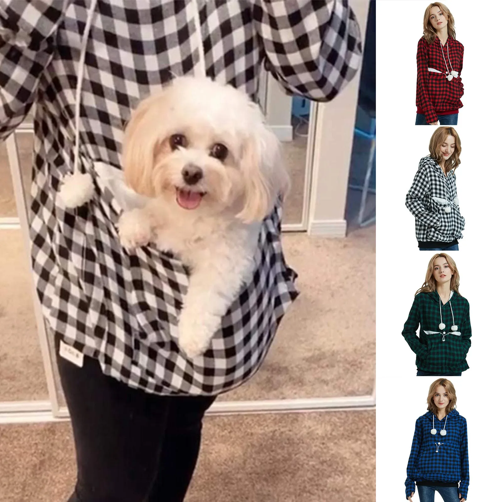 Women'S Autumn And Winter Fleece Loose Pet Hooded Sweater Pullover Large Pocket Plaid Sweatshirt Women Long Fleece Sweater
Women'S Autumn And Winter Fleece Loose Pet Hooded Sweater Pullover Large Pocket Plaid Sweatshirt Women Long Fleece Sweater