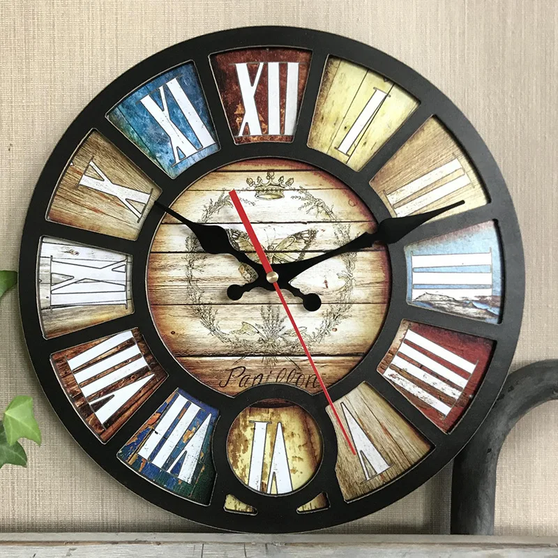 Wooden retro industrial clock living room wall clock home mute clock American pastoral decoration
Wooden retro industrial clock living room wall clock home mute clock American pastoral decoration