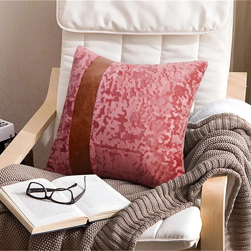 45*45cm Velvet PU Patchwork Cushion Cover Home Parlor Sofa Throw Pillow Case Faux Leather Striped Luxury Decorative Pillowcase
45*45cm Velvet PU Patchwork Cushion Cover Home Parlor Sofa Throw Pillow Case Faux Leather Striped Luxury Decorative Pillowcase