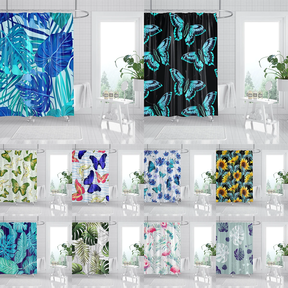 Butterfly Shower Curtain Artistic Decor Flower Leaves Bathroom Curtain With Hooks Polyester Fabric Waterproof Shower Curtain
Butterfly Shower Curtain Artistic Decor Flower Leaves Bathroom Curtain With Hooks Polyester Fabric Waterproof Shower Curtain