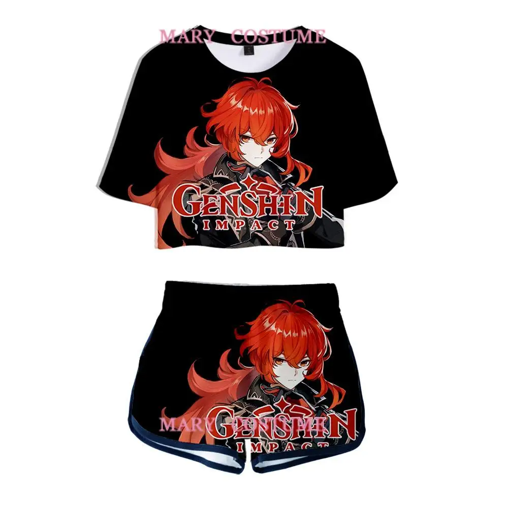 Genshin Impact di lu ke 3D Style Two-piece Fashion Summer Umbilical Shirt Women's Fashion Casual Cool Summer Fashion Set
Genshin Impact di lu ke 3D Style Two-piece Fashion Summer Umbilical Shirt Women's Fashion Casual Cool Summer Fashion Set
