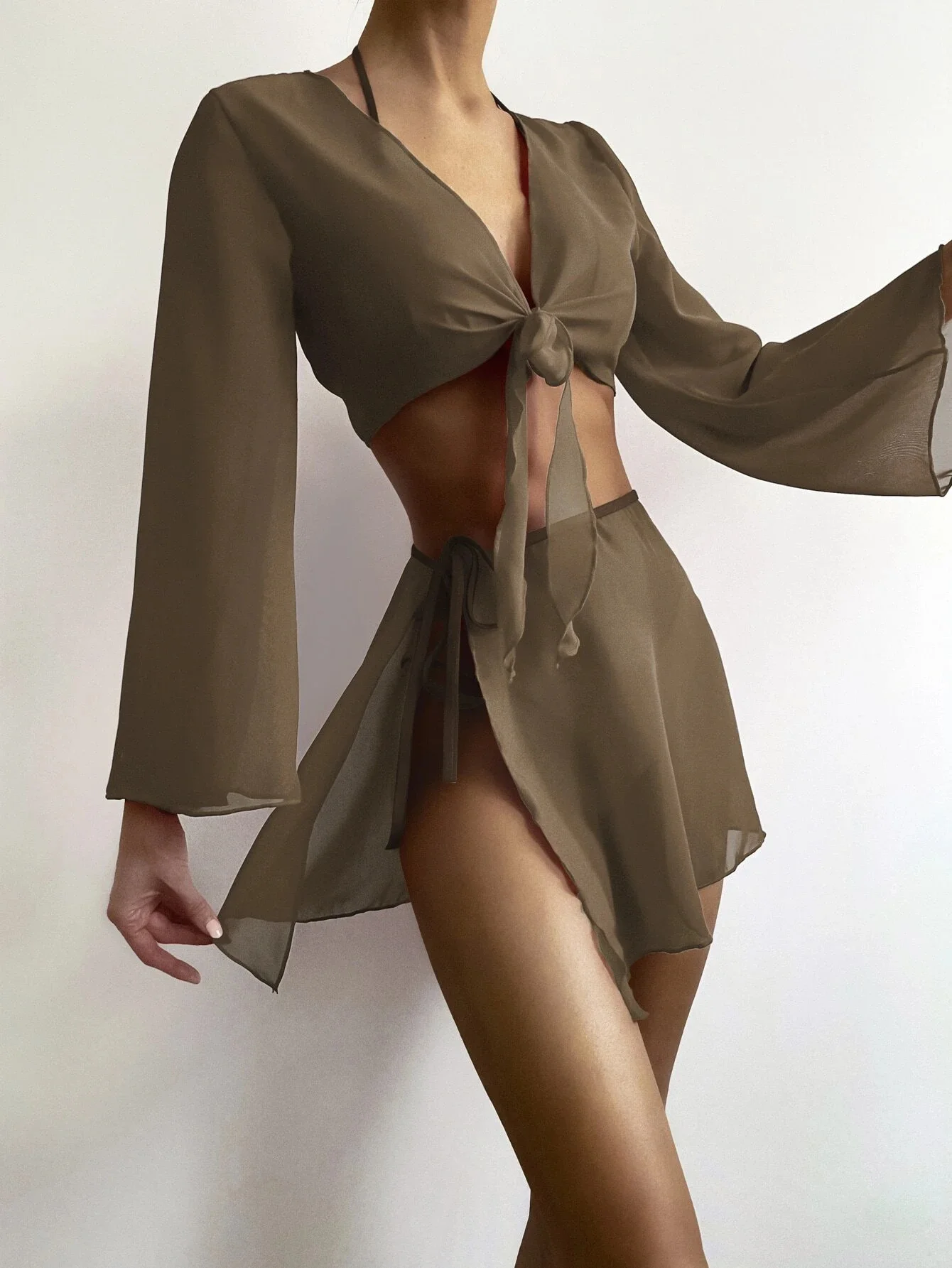 4 Piece Bikini Solid Long Sleeve Maxi Dress Triangle T-back Swimsuit 2022 Sexy Beach Women Swimwear Vintage Bathing Suit
4 Piece Bikini Solid Long Sleeve Maxi Dress Triangle T-back Swimsuit 2022 Sexy Beach Women Swimwear Vintage Bathing Suit