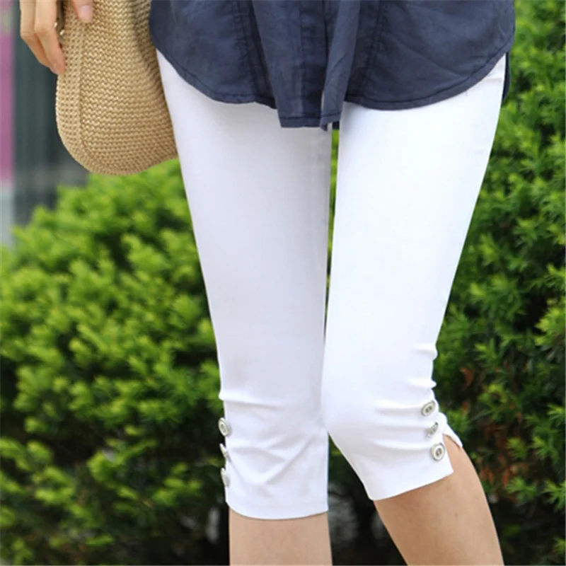 

Women's Breeches Plus Size Summer Slim Waist Candy Color Stretch Leggings Capris Fashion Pencil Pants Crops For Female