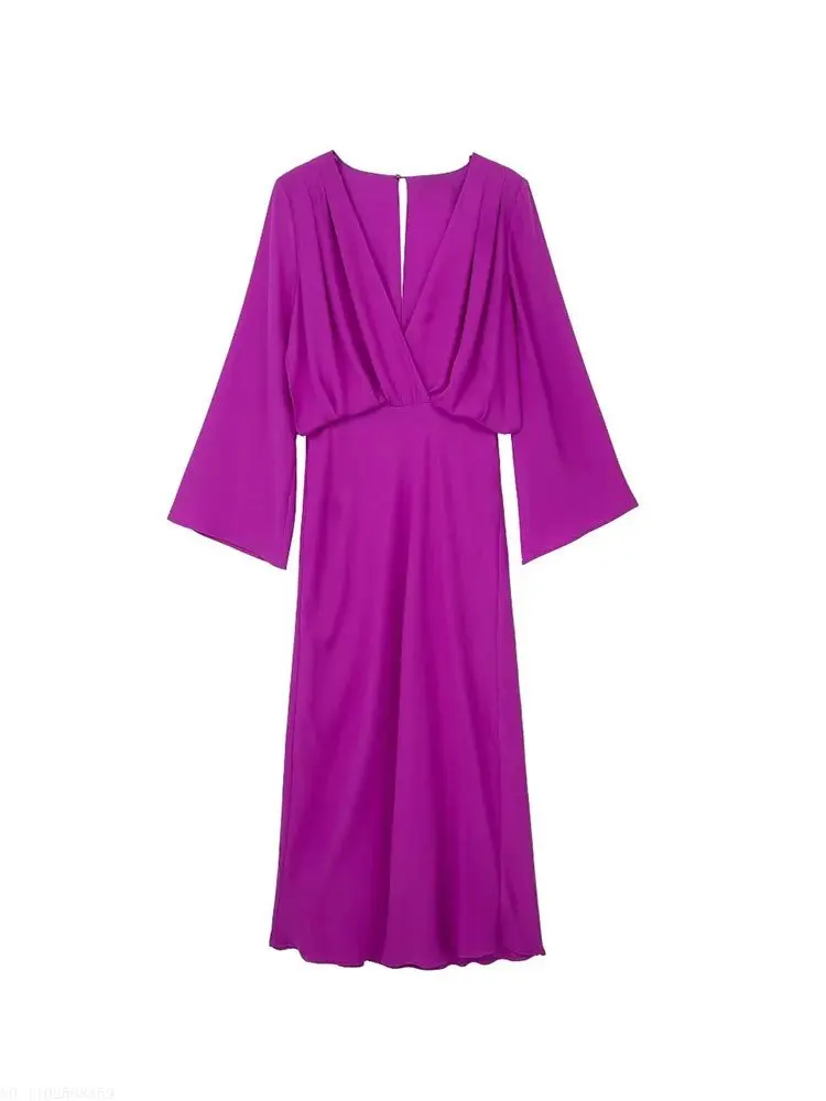 Bohemian Solid V-neck Dress Women Elegant Flared Sleeve Female Midi Dresses New Spring Loose Beachwear Vintage Casual Vestidos
Bohemian Solid V-neck Dress Women Elegant Flared Sleeve Female Midi Dresses New Spring Loose Beachwear Vintage Casual Vestidos