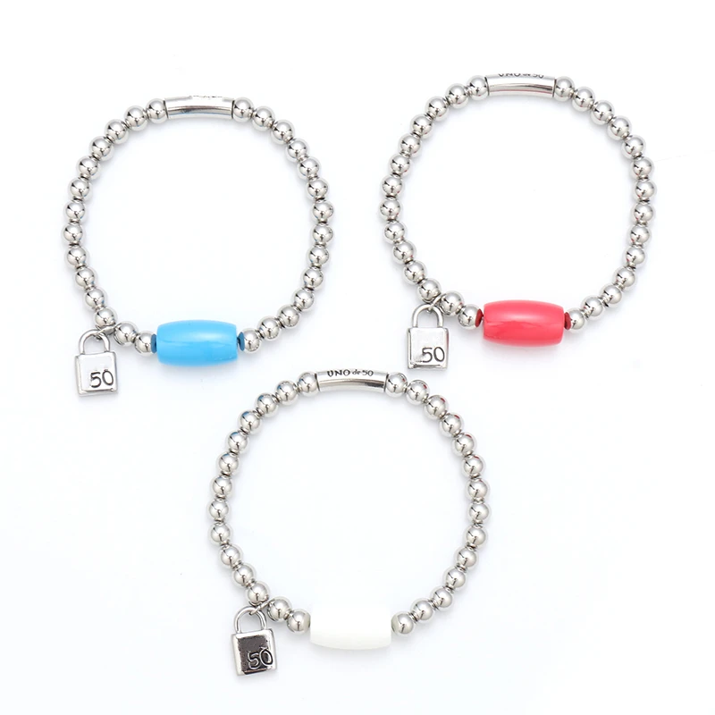 Fashion Stainless Steel 6mm Silver Beaded Bracelet Women Men Lock Charm Pendant Letter UNO Jewelry
Fashion Stainless Steel 6mm Silver Beaded Bracelet Women Men Lock Charm Pendant Letter UNO Jewelry