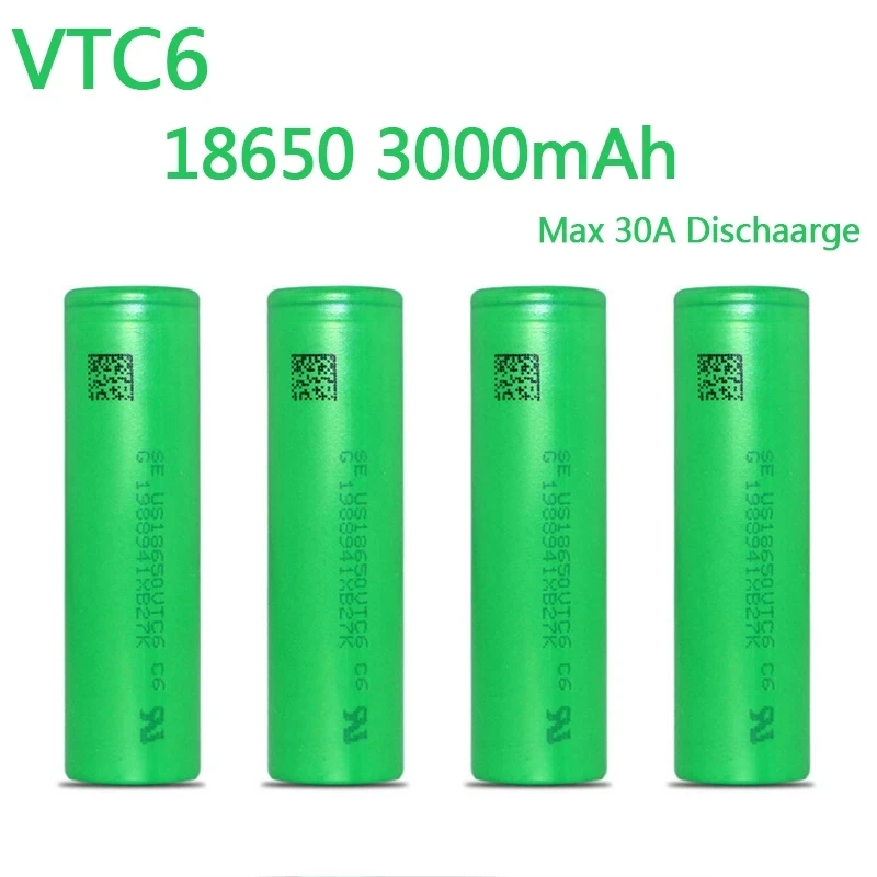 100% original 3.7V 18650 battery 3000mAh lithium ion battery 18650 battery for VTC6 30A 3000mAh for Sony toys tools flashlight
100% original 3.7V 18650 battery 3000mAh lithium ion battery 18650 battery for VTC6 30A 3000mAh for Sony toys tools flashlight