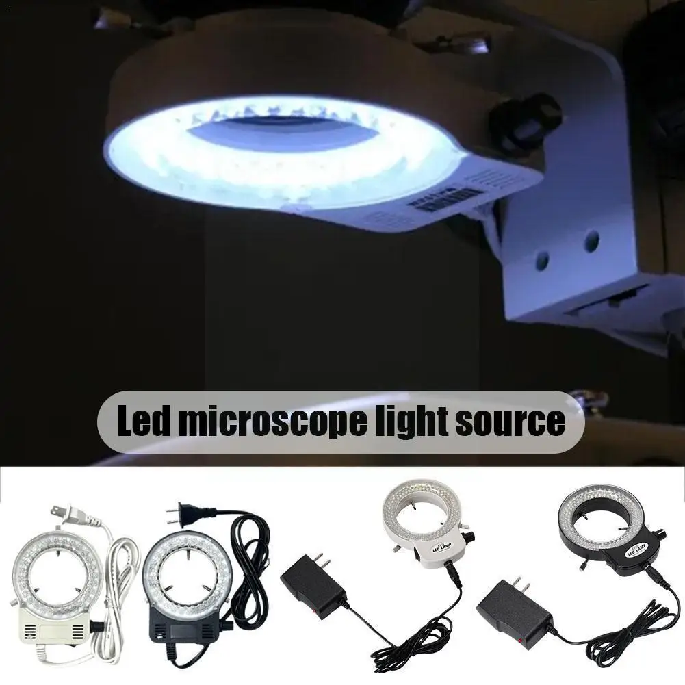 

White Adjustable 6500K 5500K 144 LED Light Illuminator AC 110-240V Lamp Stereo Industry Microscope Camera Magnifier Adapter S1K2