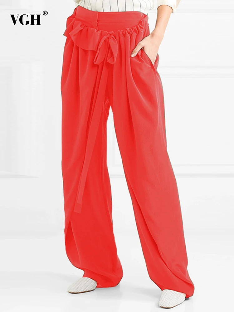 VGH Frill Trim Wide Leg Pants For Women High Waist Loose Solid Minimalist Casual Trousers Female Autumn Clothes Fashion New 2022
VGH Frill Trim Wide Leg Pants For Women High Waist Loose Solid Minimalist Casual Trousers Female Autumn Clothes Fashion New 2022