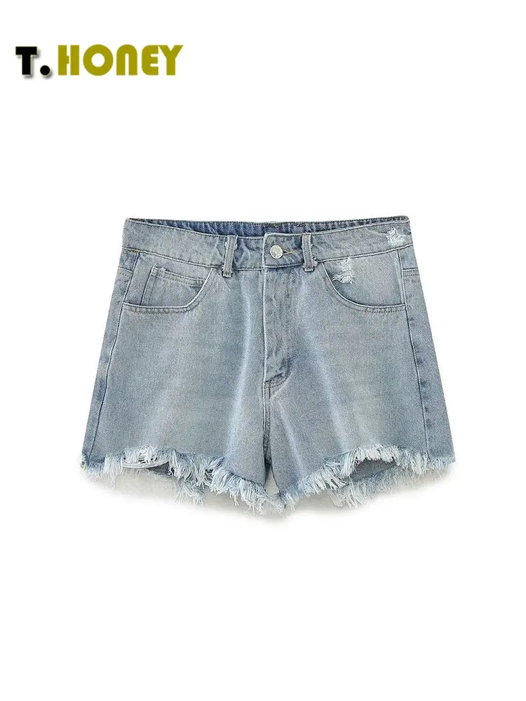TELLHONEY Women Fashion Front Zipper With Pockets Denim Short Female Casual Low Waist Hem Frayed Trim Blue Shorts Summer
TELLHONEY Women Fashion Front Zipper With Pockets Denim Short Female Casual Low Waist Hem Frayed Trim Blue Shorts Summer