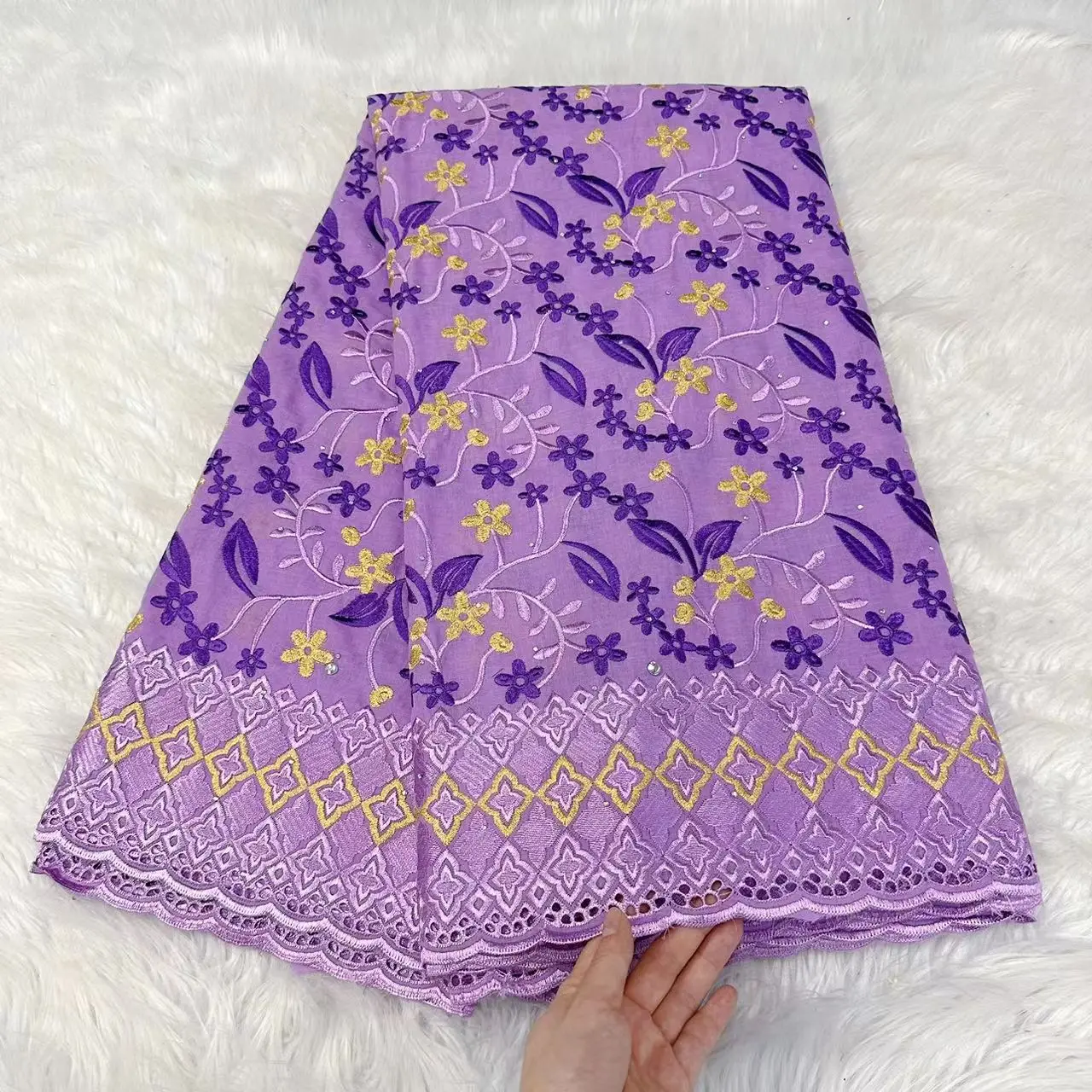 Purple Flower Swiss Voile Lace Fabric New High Quality Rhinestone 100% Cotton Autriche Fabrics For Sewing Women's Clothes 5Yards
Purple Flower Swiss Voile Lace Fabric New High Quality Rhinestone 100% Cotton Autriche Fabrics For Sewing Women's Clothes 5Yards