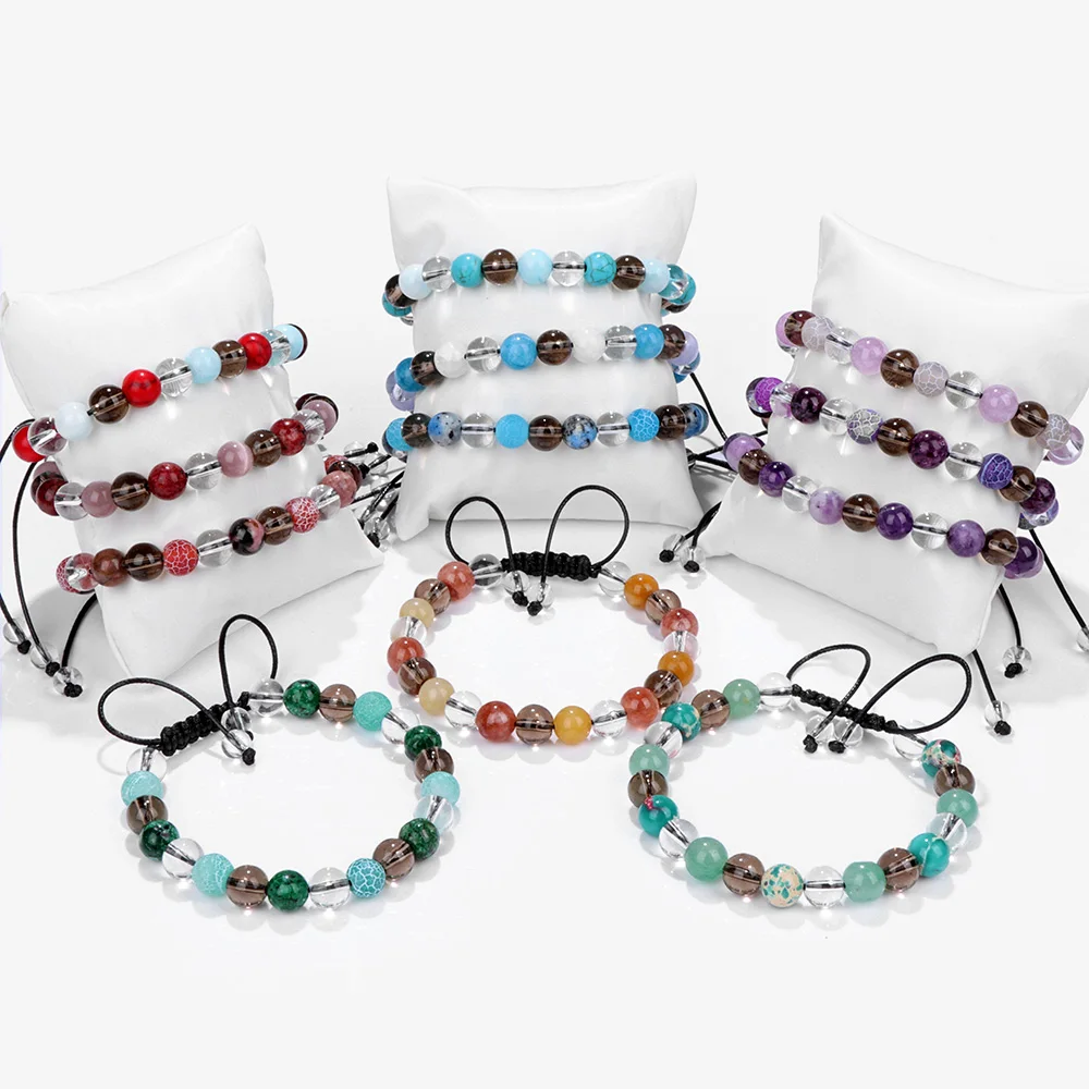 Mix Natural Stone Braided Bracelet Clear Crystal Smoky Quartzs Agates White Howlite 8MM Beaded Bracelets For Women Men Jewelry
Mix Natural Stone Braided Bracelet Clear Crystal Smoky Quartzs Agates White Howlite 8MM Beaded Bracelets For Women Men Jewelry