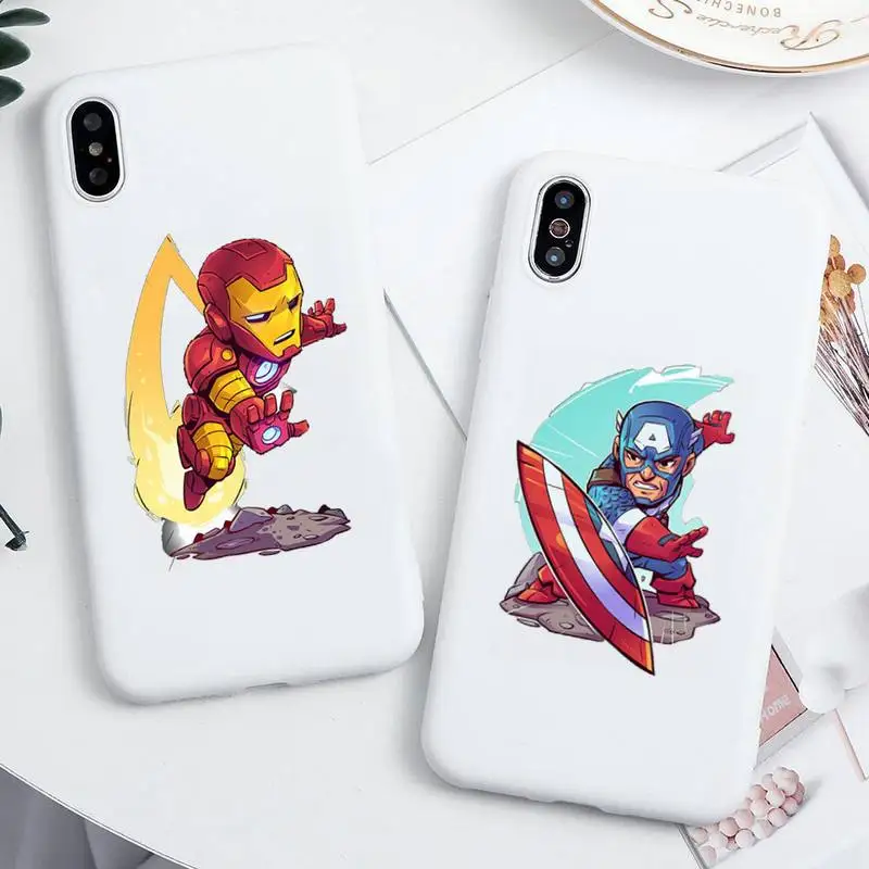 Cartoon Marvel Spiderman Iron Man Phone Case For iphone 13 12 11 Pro Max Mini XS 8 7 6 6S Plus X SE 2020 XR white Silicone cover
Cartoon Marvel Spiderman Iron Man Phone Case For iphone 13 12 11 Pro Max Mini XS 8 7 6 6S Plus X SE 2020 XR white Silicone cover