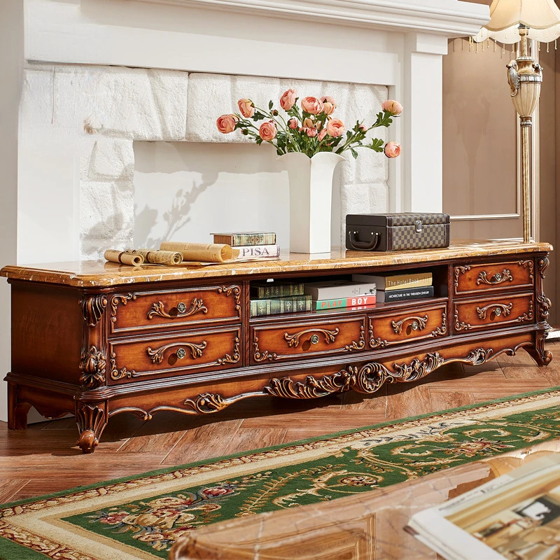 European marble TV cabinet living room solid wood TV cabinet American carved storage cabinet tea table combination set tv stand
European marble TV cabinet living room solid wood TV cabinet American carved storage cabinet tea table combination set tv stand