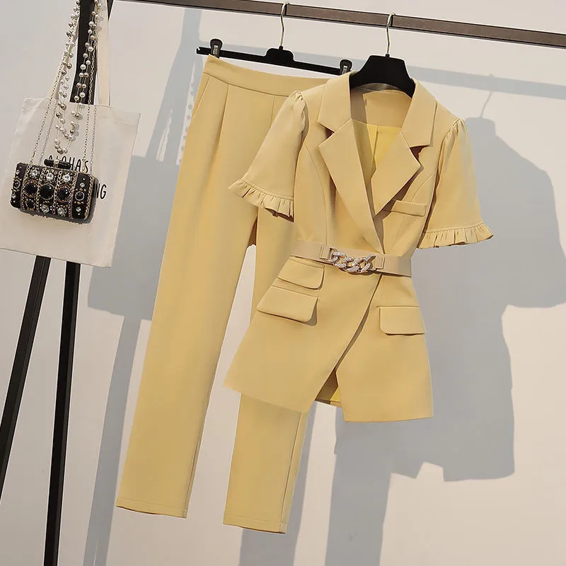 2022 Spring Summer The New Big Yards Western Style Fashion Ladies Show Thin Minus Age Suit Two Suits Waist
2022 Spring Summer The New Big Yards Western Style Fashion Ladies Show Thin Minus Age Suit Two Suits Waist