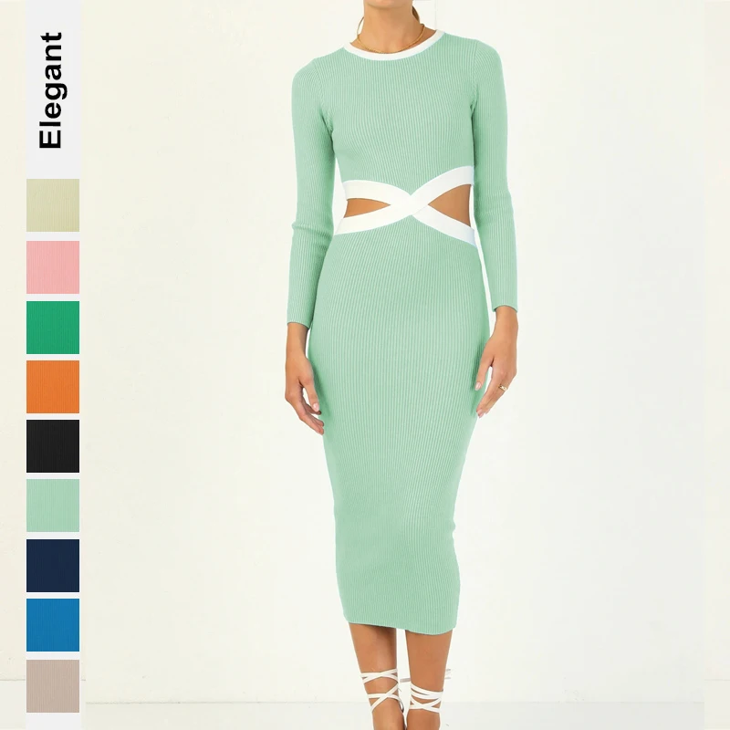 Party Dresses Women Ribbed Hollow Long Sleeve Sexy Dresses Package Hip Slim Knit Collision Color One Step Dress Autumn Clothes
Party Dresses Women Ribbed Hollow Long Sleeve Sexy Dresses Package Hip Slim Knit Collision Color One Step Dress Autumn Clothes